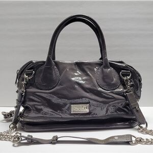 Badgley Mischka gray patent leather purse
